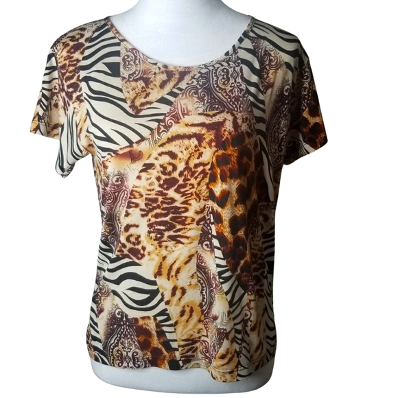 🦋No.1 Funwear Factory 90s Vintage Mixed Animal Print Top - Picture 1 of 5